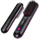 Numoya Go Brush Pro - 2026 Portable Straightener Brush for Travel, Cordless Hair Straightener Comb for Women (Black)