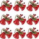 12 Pcs Red Christmas Bells, Tree Hanging Ornaments Metal Jingle Bells for Christmas Holiday Wreath Decoration Party & Home Door Festival Décor Campanas De Navidad