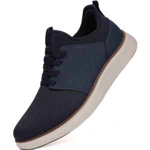 Men Casual Dress Shoes Fashion Sneakers Lightweight Breathable Laceless Walking Shoes Gym Tennis Athletic (10.5, Dark Blue)