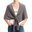 cysiyu Ponchos for women, Pashmina womens shawl, Knitted shawls and wraps cardigan cape wool, Solid color scarf, Daily wear (Khaki)