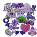 16PCS Kawaii Purple Cartoon Iron On Patches, Cute Decor Patches for Backpacks Aesthetics AppliquesEmbroidered Beach Hawaiian Sew On/Iron on Patches for Backpacks,Jeans,Jackets,Clothes DIY Craft (1.2-2.8 inches)