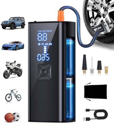 Tire Inflator Portable Air Compressor, 2X & 150PSI Faster Inflation Portable Air Pump with LED Light & Digital Pressure Gauge, Tire Pump for Car, Motorcycle, Bicycle, Ball