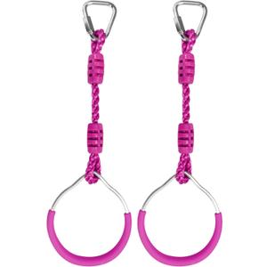 Swing Gymnastic Ring Warrior Obstacle Ring Slackline Climb Trapeze Fist Training Equipment For Kids Adults, 2 Purple Ninja Monkey Bar Jungle Gym Outdoor Indoor Home Gym Backyard Playground Play Sets