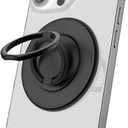 Magnetic Phone Grip Compatible with MagSafe,Magnetic Phone Ring Holder Finger Kickstand Wireless Charging Compatible,Adjustable Double Cell Phone Rings Gripper Stand for MagSafe iPhone - Black