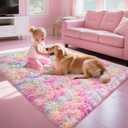 4x6 Soft Fluffy Unicorn Rainbow Rug for Girls Bedroom Kids Colorful Plush Area Rugs Cute Floor Carpets Shaggy Playing Mat for Kids Baby Girls Room Nursery Home Decor