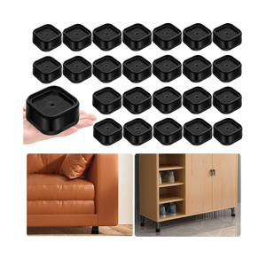 shouwuhho 24 Pack Furniture Risers Adjustable Bed Risers Heavy Duty Lifts Height 1", Square Stackable Bed Risers 1, 2 or 3 Inch for Desk Leg Table Couch Sofa Chair Bed Frame Legs Dorm, Black