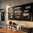 3pcs Inspirational Basketball Canvas Wall Art Basketball Sports Posters Prints Teen Boys Sports Spirit Wall Decor Pictures for Teen Boys Living Room Bedroom Home Decoration Unframed