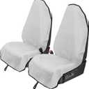 Leader Accessories 2pcs White Waterproof Towel Auto Car Seat Cover Protector Machine Washable - Fit Yoga Running Crossfit Athletes Beach Swimming Outdoor Sports