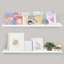 storenization Floating Shelves for Wall, 24 inch White Floating Shelves for Wall 2-Pack, Solid Wood Long Picture Ledge Shelf with Enhanced Lip Design for Bedroom Living Room Bathroom