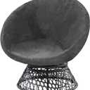 PrinceDeco Velvet Round Saucer Chair Cover (Slipcover Only) High Stretch Papasan Chair Cushion Cover Removable Furniture Protector for Living Room Washable,Fits 37-48 inch, Large, Grey