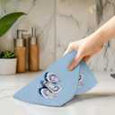 Oyster Coastal Kitchen Towels, Blue Preppy Beach Nautical Hand Towels for Bathroom Decor, The World is Your Oyster Inspirational Dishcloths Dish Towel for Kitchen 16x24 Inches