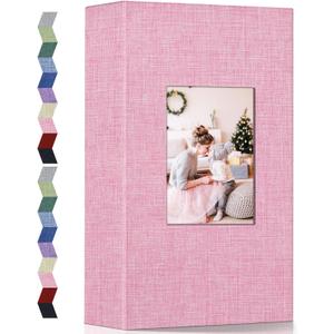 popotop Photo Album 4x6-300 Photos Linen Cover Photo Books with 300 Horizontal Pockets,Slip-in Picture Albums for Family Wedding Anniversary Baby Vacation Pictures (Pink)