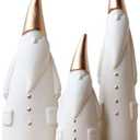 Ceramic Santa Claus Statue, Cute Statues, Father Christmas Figurines for Home Desk Shelf Decor/A Set of 3pcs (Father Christmas/A Set 3pcs) (White)