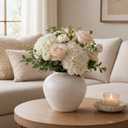 White Ceramic Vase 8.3-Inch Round Textured Vase for Home Decor