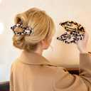 2 x 2 Pack Hair Clips for Women French Flat Claw Clips Celluloid Leopard Print Barrettes Nonslip Claw Clips Side Slide Volume Clips for Girls