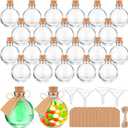 Baderke 24 Sets 5 oz Mini Glass Bottle with Cork Lids Round Small Decorative Jar Ball Shaped Glass Potion Bottles with Tags, Ropes and Funnels for DIY Crafts Wedding Birthday Party Favor Gift