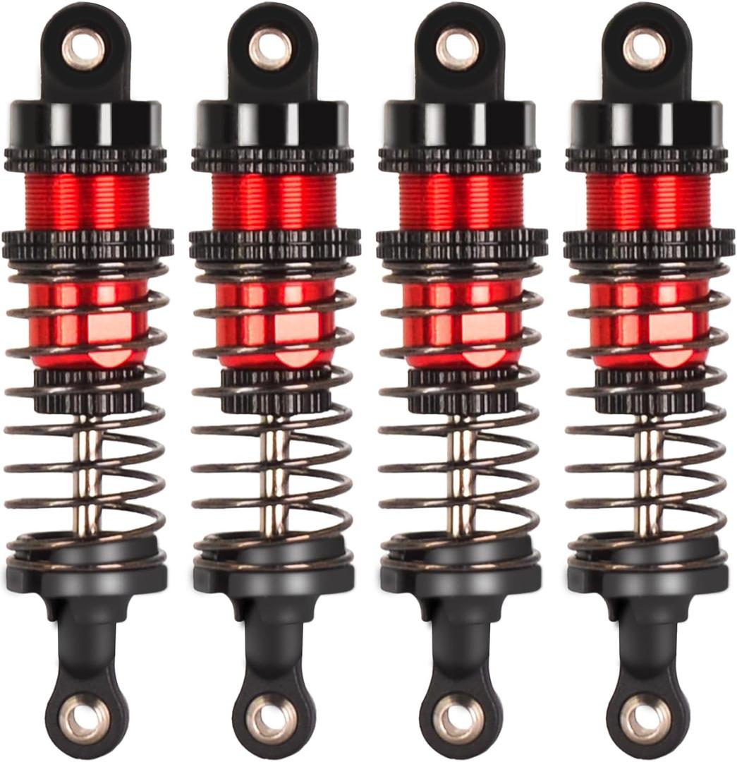 72mm Shocks Oil Shock Absorber RC Shock Absorber Damper Set for 1/12 1/14 1/16 Scale RC Cars WLtoys 144001, 124019, 124018, MJX, SCY and HBX - 4Pcs 72mm Shocks (Black Red)