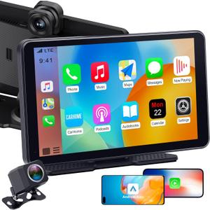 Wireless Apple CarPlay with Dash Cam: 7 Carply Screen for Car with Backup Camera - 5-Min Plug-and-Play Upgrade for Older Cars - GPS Navigation, Bluetooth, Siri Voice Control