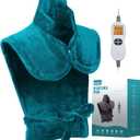 26" x 35" Flannel Neck&Shoulder&Back Heating Pad with 12 Temperature Settings& Countdown timer,Pain Relief for Back/Neck/Shoulders/Menstrual Pain, Christmas Gifts for Women Men Mom Dad(Light Teal)