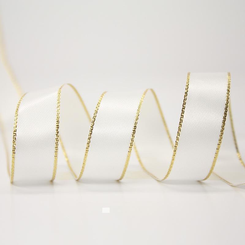 White Satin Ribbon, 1-1/2 inch x 50 Yards Double Faced White and Gold Satin Ribbon, Delicate for Gift Wrapping, Flower Bouquet, DIY Crafts, Wedding, Large Items, Holiday, Party Decorations