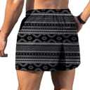 Keevoom Mens Swim Trunks Compression Liner Swim Shorts Quick Dry Swimwear Swimsuit Bathing Suits Board Shorts with Pockets (Medium, Black Stripe)