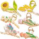 6 Pcs Flower Metal Claw Hair Accessories for Women & Girls - Large Tulip Nonslip Styles, Strong Hold Matte Claws for Long, Thick & Thin Hair