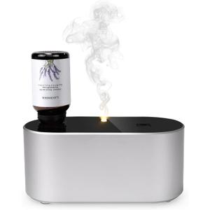 Waterless Diffuser for Essential Oil, Battery Operated Scent Air Aromatherapy Diffuser, Mini Aroma Diffusers with 3 Intermittent Mist Modes, Cycle Start for Home Office Bedroom - Silver