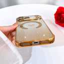 Bonoma Magnetic Glitter for iPhone 17 Pro [Compatible with MagSafe], Luxury Love Heart Pattern Plating Bling Case,Camera Protection Sparkly Slim Soft Back Cover for Women Girls,Gold