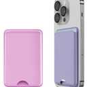 for MagSafe Wallet 2 Pack with RFID Blocking, 1800G Strong Magnetic Phone Wallet Card Holder for iPhone 17/16/15/14/13/12 Pro Max Plus, 3-Card Capacity, Easy Card Access, Pink+Purple