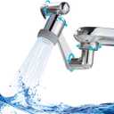 CECEFIN 1080 Swivel Faucet-Extender Sink-Aerator - 2 Mode Splash Water Filter Extension, Kitchen Bathroom 360 Rotatable Spray Attachment, Multifunctional Universal Robotic Arm -Wash Hand/Hair/Face
