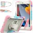 Ambison Case for iPad 9th/8th/7th Generation 10.2'' 2021/2020/2019, [Kid Proof] Full Body Protective Case with 9H Tempered Glass Screen Protector, 360 Rotatable Kickstand & Hand Strap (Light Pink)