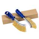 SALI Wire Brushes for Cleaning Rust Removal Heavy Duty Steel Brush Tool 11" Long Handle with Plastic Handle,for Automotive,Grill,Paint , Welding Slag&HouseholdMore and Thicker Bristles Pack of 2