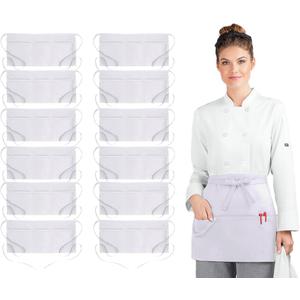 Avalon Kitchen Server Aprons with 3 Pockets, 100% Polyester Waist Apron with Pockets, 24x12 Inche Waitress Apron with Pockets