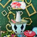 Canlierr 12 Pcs Wonderland Party Decorations Red Roses Decorations Tea Party Cloth Flowers for Wonderland Birthday Baby Shower Wedding Bachelorette Room Hanging Dcor