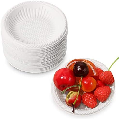 Irenare 50 Pack Small Paper Plates 4 Inch Dessert Paper Plates Heavy Duty White Disposable Uncoated Round Cake Appetizer Dinner Tableware for Thanksgiving Christmas Holiday Wedding Party Supplies