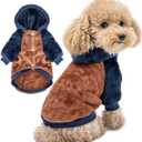 FabriCastle Dog Hoodie Sweater for Small Dogs Boy and Girl, Dog Clothes S XS XXS Puppy Sweatshirt, Pet Outfit, Cat Clothing Super Soft Warm Snap On Closure (Camel-Navy, Small)