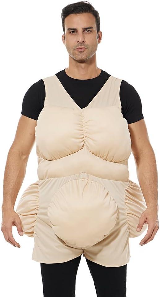 EraSpooky Adult Unisex Fat Suit Funny The Old Chubby Halloween Costume Accessories