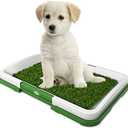 Artificial Grass Pee Pad Set for Dogs (Synthetic Plastic Grass) - Reusable Puppy Essential for Potty Training Small Pets Indoors and Outdoors by PETMAKER (Green)
