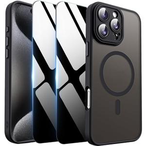 Deekeewe Magnetic Case for iPhone 15 Pro Max with Privacy Screen Protector & Camera Cover [Compatible with MagSafe],Soft Shockproof Phone Case Protective Bumper Cover for iPhone 15 ProMax,Black