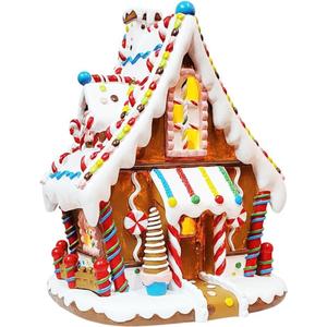 MOMENTS IN TIME Christmas Gingerbread House Lighted Hand-Painted Resin Holiday House with LED Lights Battery Operated Festive Dcor (Cultural)