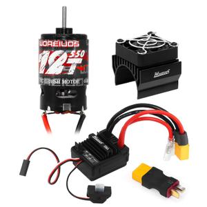 WOAEIUOS 550 Brushed Motor 12T & 80A ESC Brushed Motor ESC & Heatsink Combo for 1/10 RC Truck Car Slash Arrma Granite Senton Typhon Redcat Axial HPI