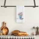 TNUW Chinoiserie Floral Kitchen Towels 16x24 Inch, Blue and White Chinoiserie Porcelain Floral Hand Towels for Bathroom Decor, Grand Millenial Decor Dish Tea Towels for Kitchen