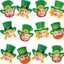 WorldBazaar St. Patricks Day Bulletin Board Decorations 24 Pack Leprechaun Hat and Beard Cutout Photo Booth Prop Green Irish Leprechaun Costume Masks Decor for Classroom Party Crafts