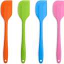 Silicone Spatulas, Food Grade Silicone, 11 inch Rubber Spatula with Stainless Steel Core Designed for Cooking, Baking, Mixing Batter, Making Cookies,Heat Resistant Up to 600 (4 Piece) (Multicolors)