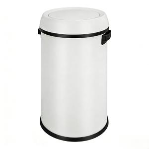 17 Gal/65 L Garbage Can, Stainless Steel Swing Top Garbage Can, Fingerprint-Proof Commercial Round Rubbish Bin, Grade Waste Garbage Can for Home Office, White
