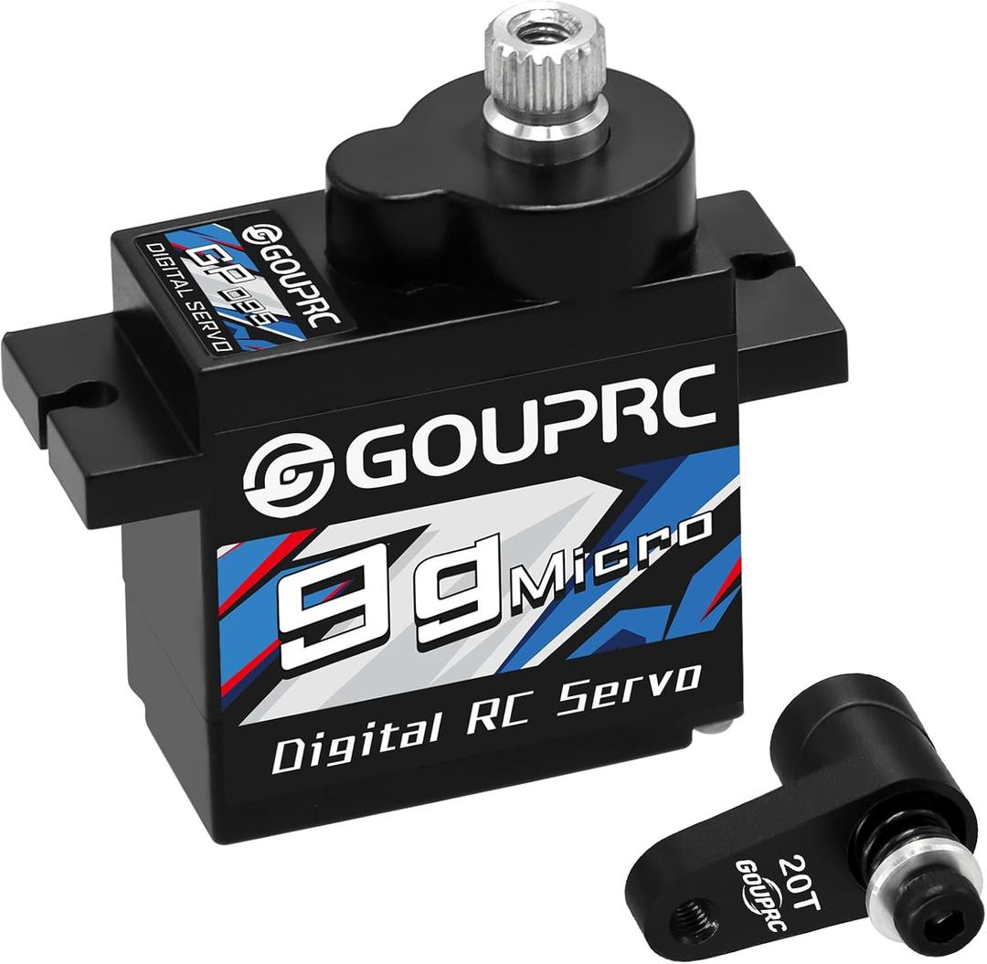 GOUPRC 9G Micro Digital Servo of Metal Gears for ARRMA Granite GROM 1/18 Typhon GROM 1/14 Mini Mojave GROM 1/14 RC Car Buggy Truck, Upgrade Servo Parts with 20T Servo Horn Black
