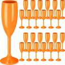 Maxcheck 24 Pcs Champagne Flutes Bulk Acrylic Toasting Drinking Flute Unbreakable Goblet Champagne Cups 6 oz Plastic Wine Glasses for Mother's Day Wedding Bridal Shower Anniversary Party (Orange)