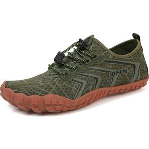 UBFEN Water Shoes Aqua Swim Shoes Mens Womens Beach Sports Quick Dry Barefoot for Boating Fishing Diving Surfing Green Color Size US 14 Women 12 Men