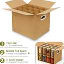 Glassware Moving Boxes with Two-layer Divider Kits, 4 Pack 16x12x13 in Kitchen Glass Packing Boxes with Handles