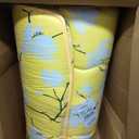 Zelladorra Japanese Floor Mattress, Futon Mattress with Portable Storage Bag and Washable Cover, Roll Up Thick Tatami Mat Suitable for Camping, Guest Room, Yellow Flower, Twin